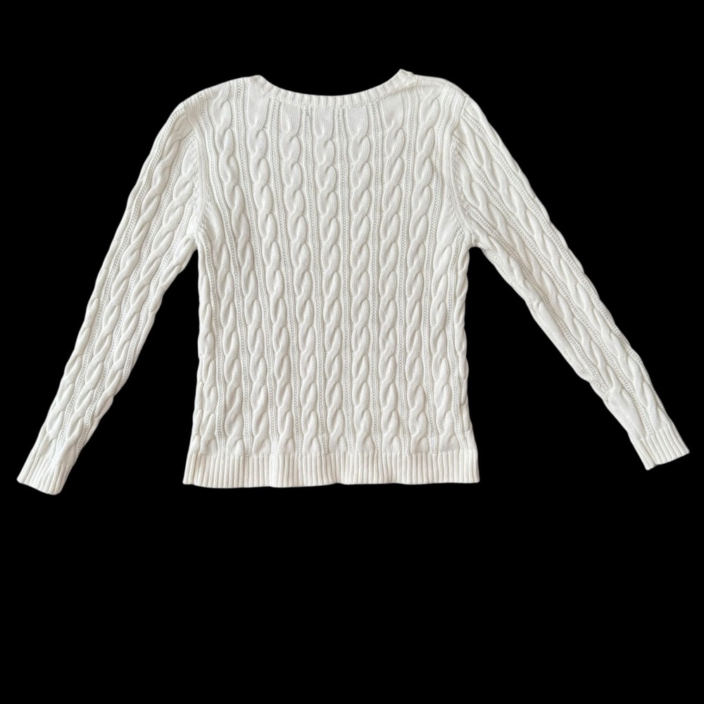 Lands’ End Drifter White Cable Knit Sweater Youth L (14–16) - Picture 8 of 16
